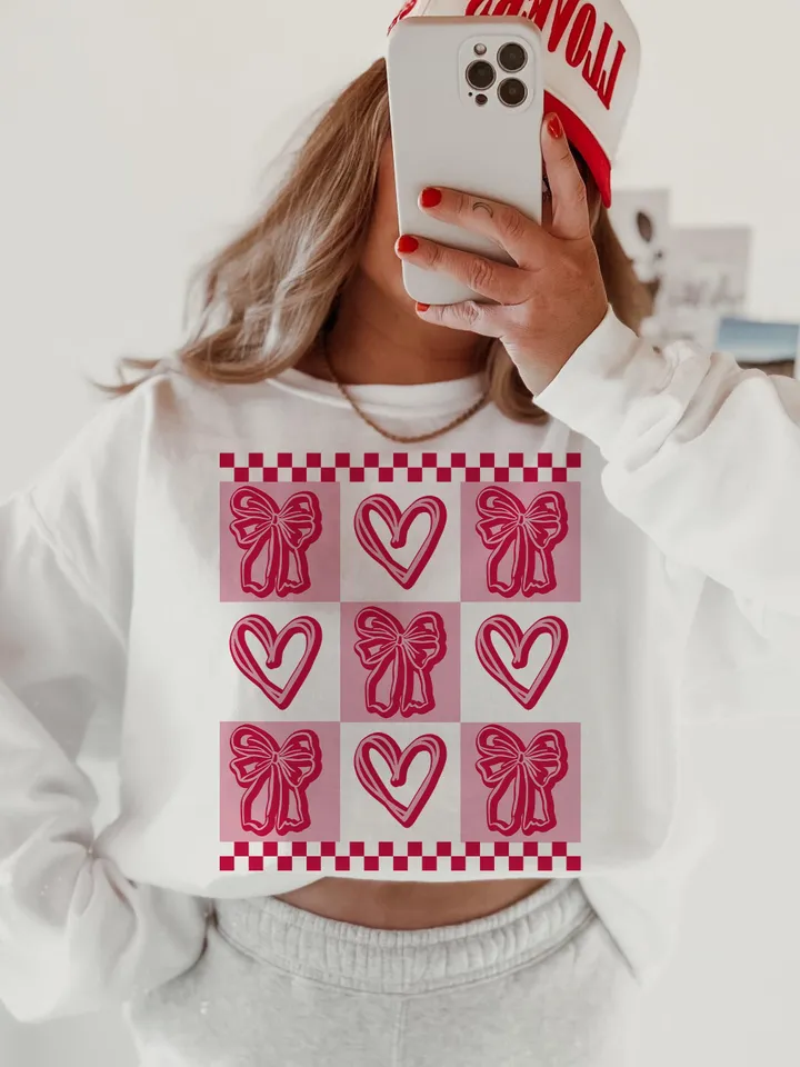 Valentine's day Heart Coquette bow PNG Retro Valentine Shirt Design Checker Valentine's Day Png Valentine Love Png Happy VDay Png ORIGINAL