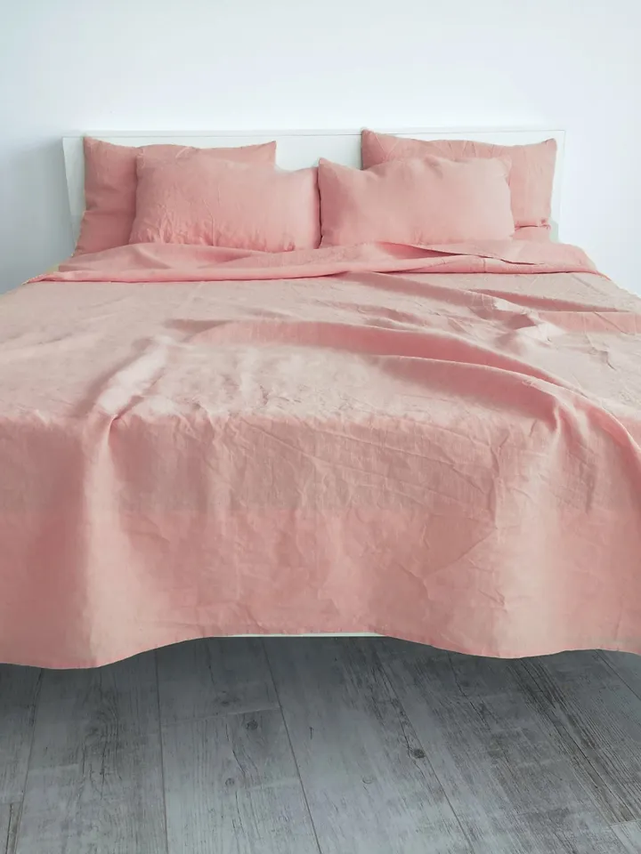 Sunset pink linen flat sheet / 1 Flat sheet / Softened linen sheet / Stonewashed linen / Linen bedsheet / Farmhouse decor