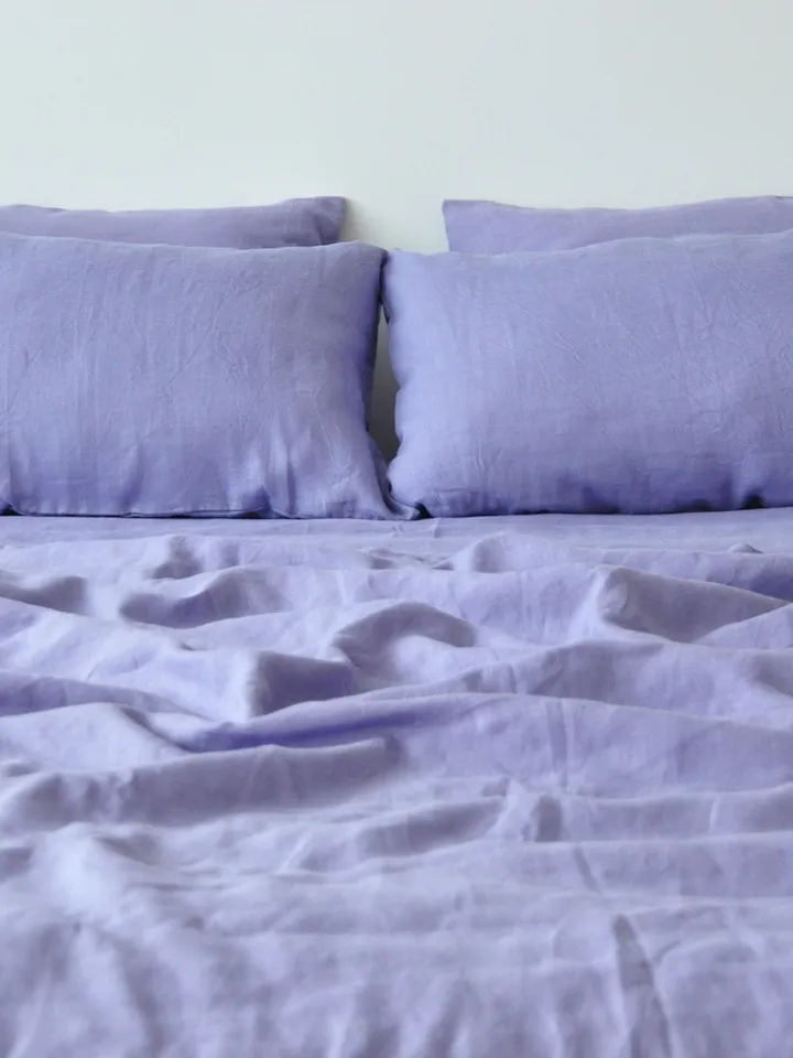 Lavender linen fitted sheet / 1 Fitted sheet / Gray purple Softened linen sheet / Stonewashed linen / Linen bedsheet / Farmhouse decor
