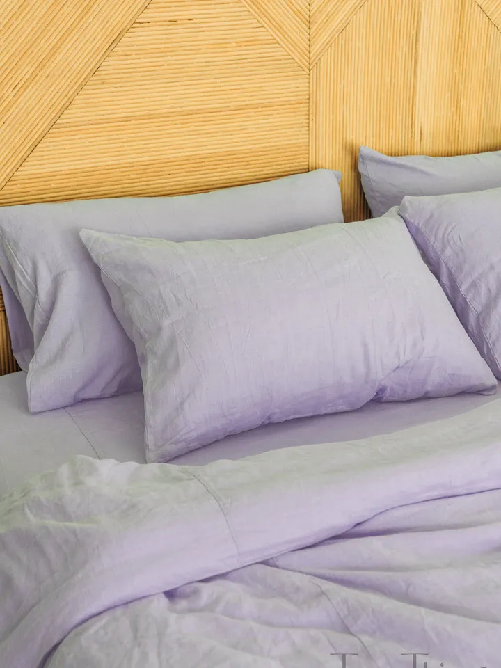 Pastel lavender linen bedding set / 1 Duvet cover + 2 Pillowcases / Softened linen / Comforter cover set / Quilt cover set / Hidden closure