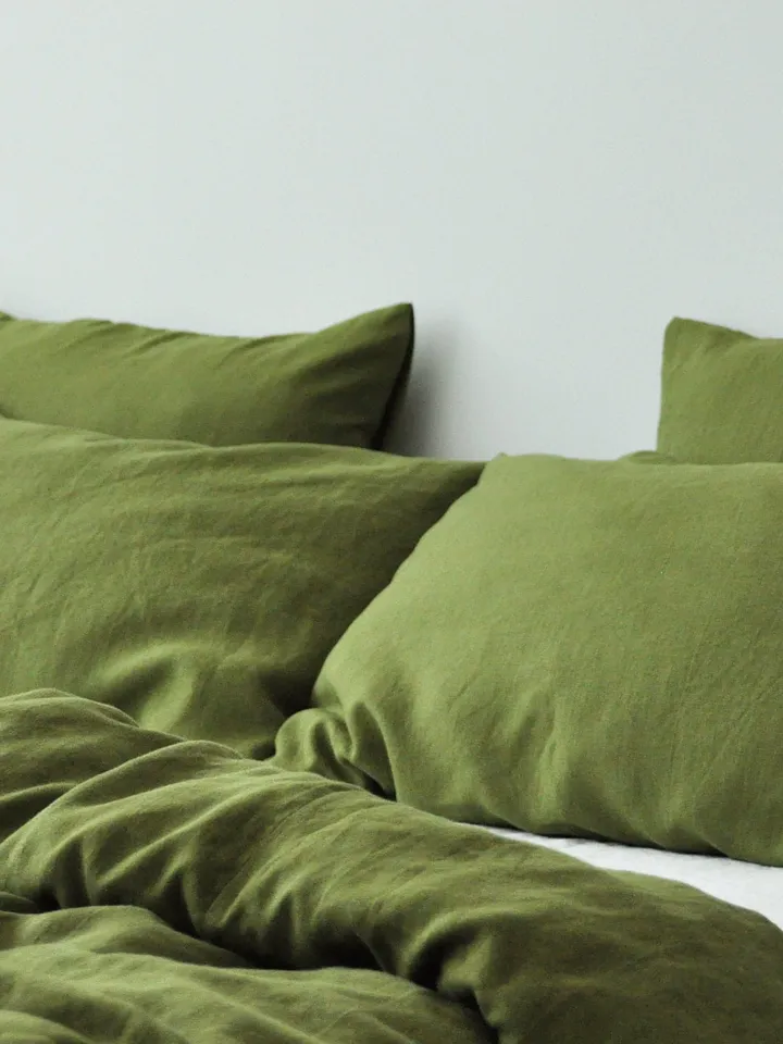 Olive linen pillow cover / Softened Linen pillowcase / Standard, Queen, King, Custom size pillow case in Olive / Envelope closure type
