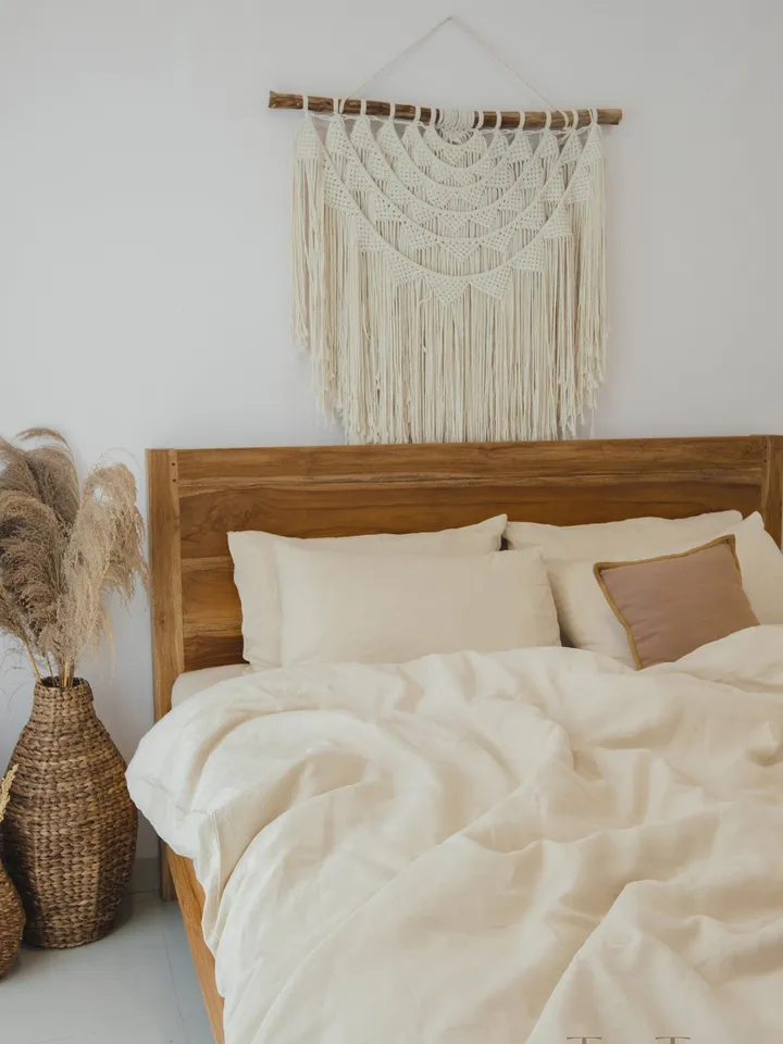 Beige linen bedding set / 1 Duvet cover + 2 Pillowcases / Softened linen / Comforter cover set / Quilt cover set / Hidden closure