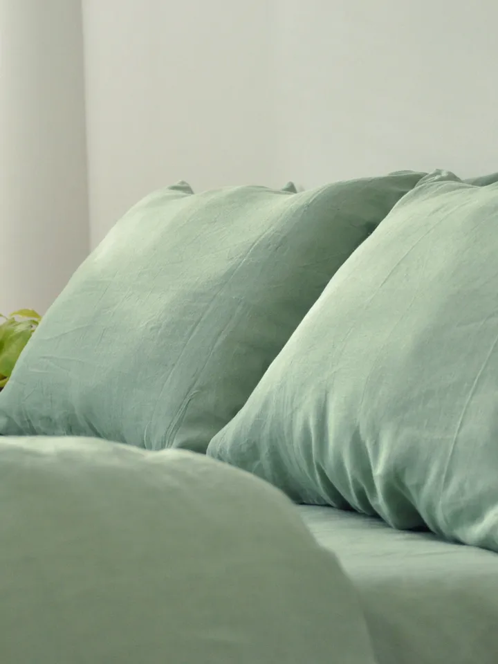 Sage green linen pillowcase / King, Queen, Standard, Euro, Square, Decorative, Toddler, Body, Lumbar, Custom size / Envelope closure