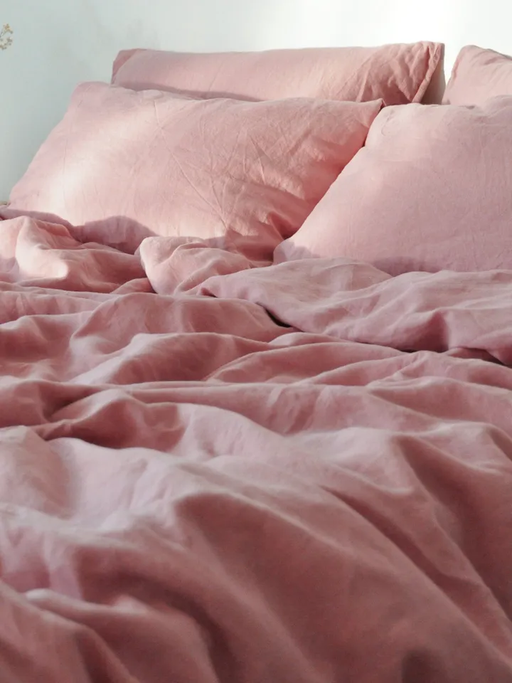 Rose pink linen pillowcase / Pink pillow cover / King, Queen, Standard, Euro, Decorative, Australian, Custom size / Envelope closure