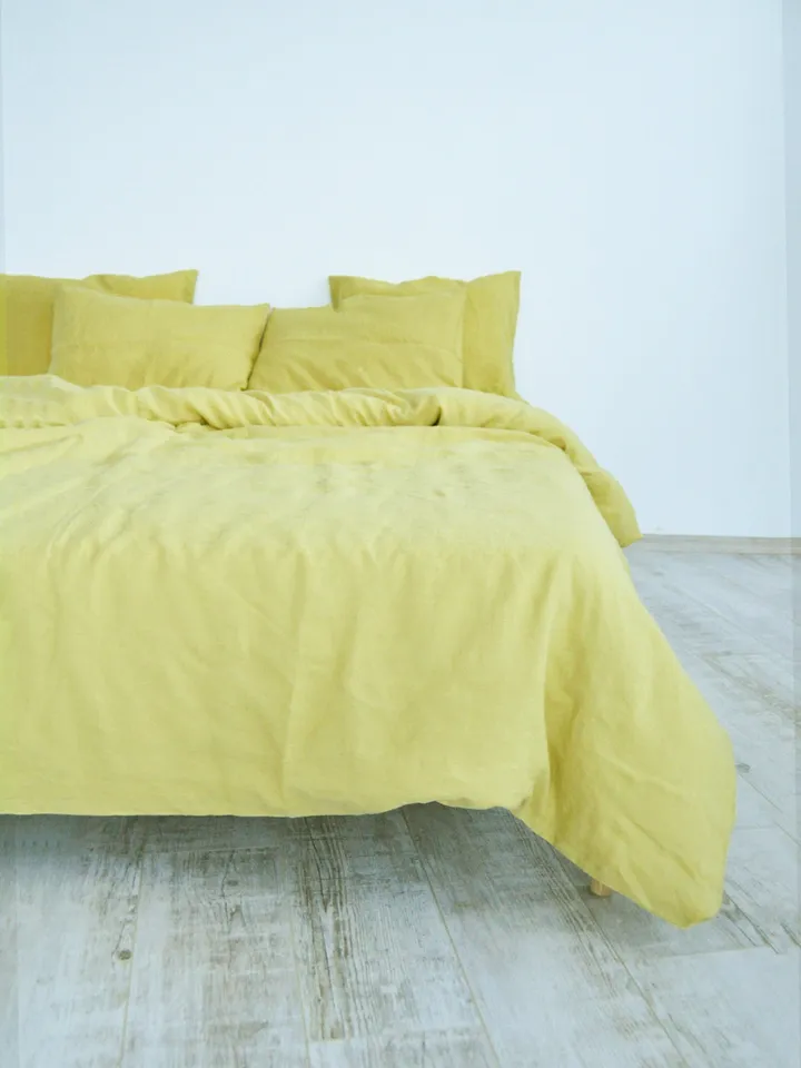 READY TO SHIP / Chartreuse yellow linen pillowcase / Yellow-green pillow cover / Body, King / Envelope closure