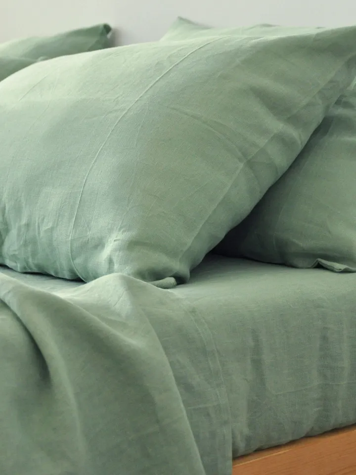Sage green linen flat sheet / 1 Flat sheet / Softened linen sheet / Stonewashed linen / Green linen bedsheet / Farmhouse decor
