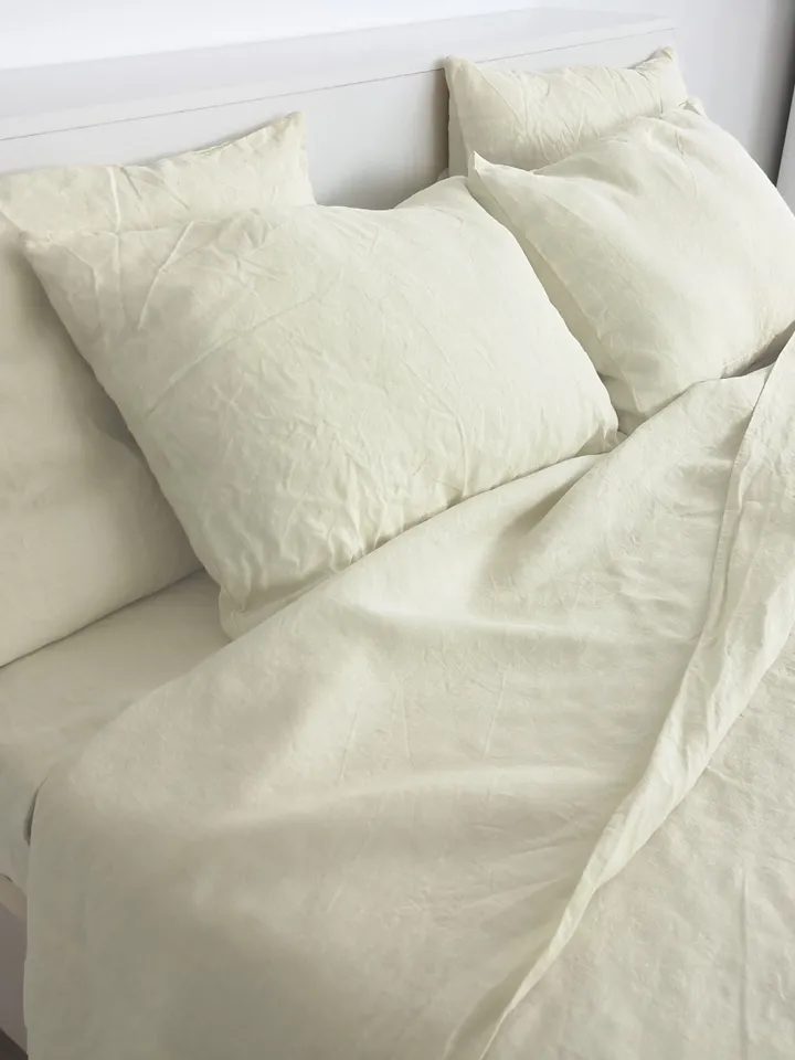 Ivory linen flat sheet / 1 Flat sheet / Softened linen sheet / Stonewashed linen / Linen bedsheet / Farmhouse decor