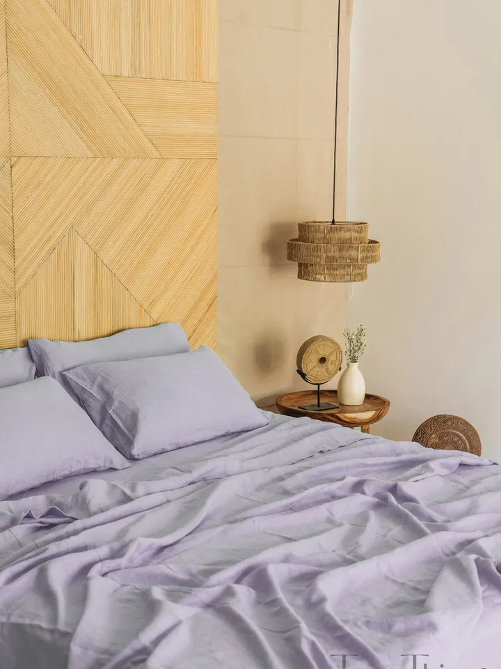 Pastel lavender linen fitted sheet / 1 Fitted sheet / Gray purple Softened linen sheet / Stonewashed linen / Linen bedsheet/ Farmhouse decor