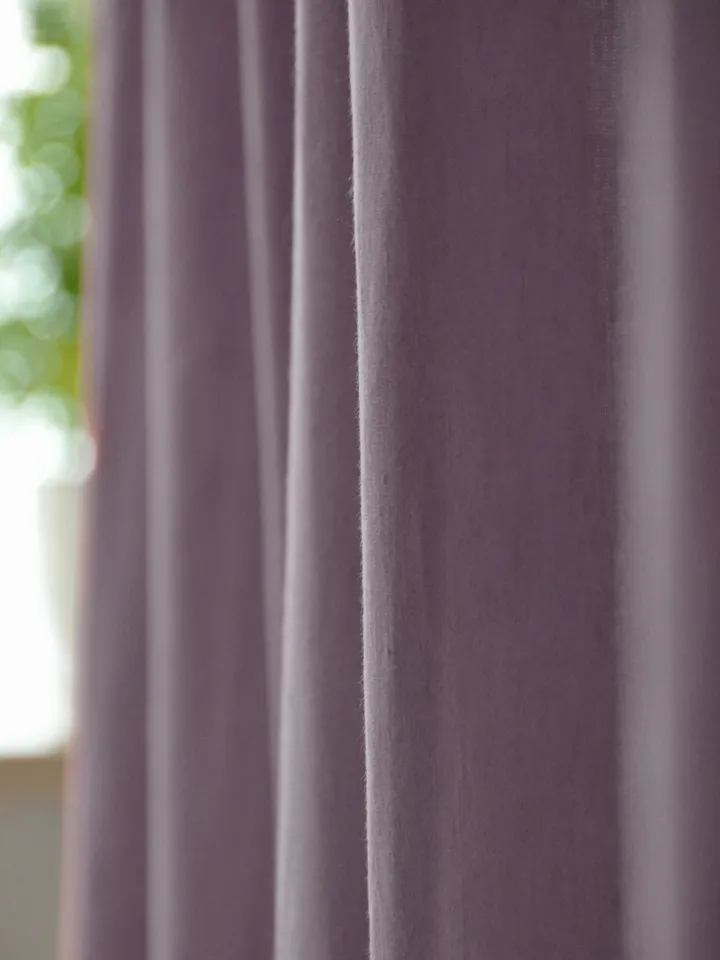 Mauve regular and blackout linen curtains / 2 panels / Unlined, Cotton, Blackout lining / Medium weight linen / Custom size