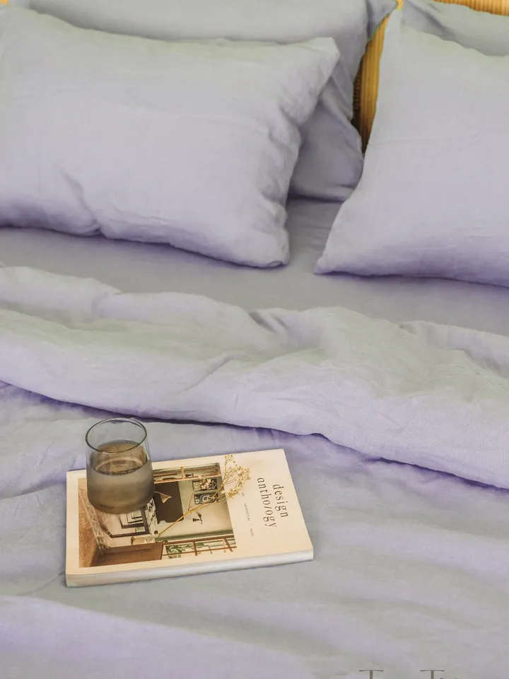 Pastel lavender linen bedding set / 1 Duvet cover + 2 Pillowcases / Softened linen / Comforter cover set / Quilt cover set / Hidden closure