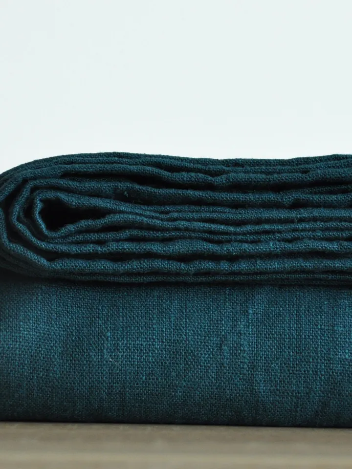 READY TO SHIP / Teal linen double layered coverlet  / Softened linen / Medium weight / Double, Queen, California King, Custom size bed cover