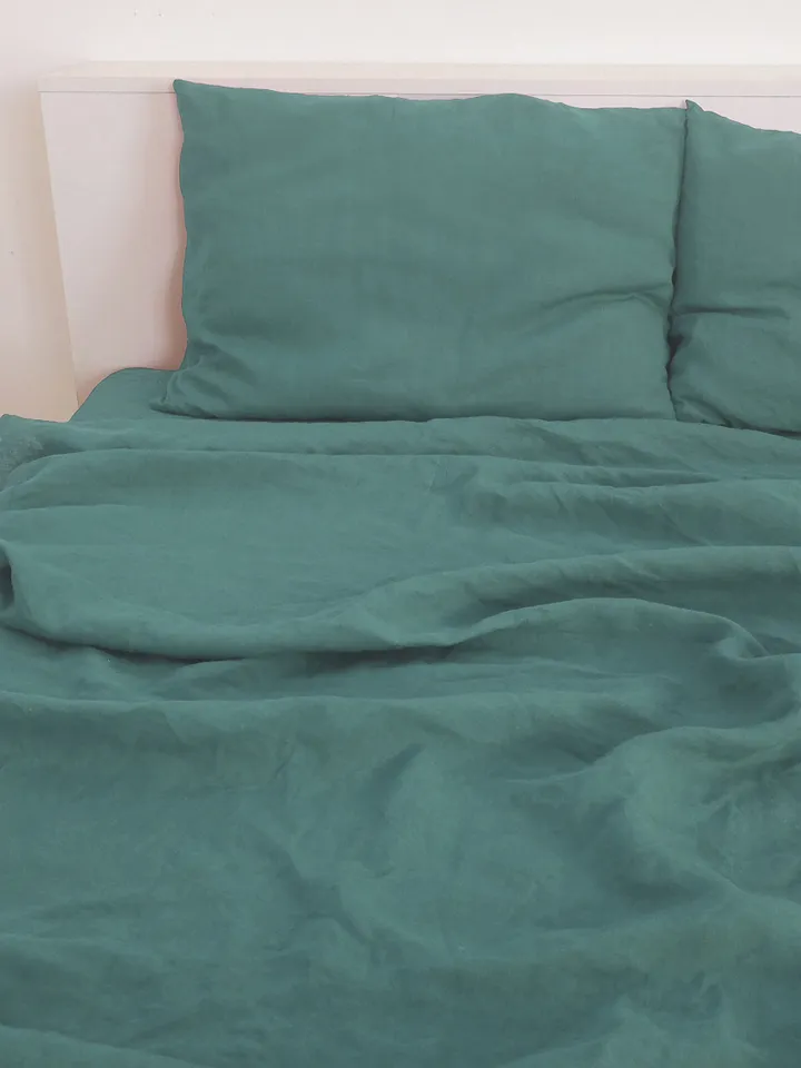 Gray teal linen pillowcase / Linen pillow cover / King, Queen, Standard, Euro, Decorative, Lumbar, Boudoir, Custom size / Envelope closure