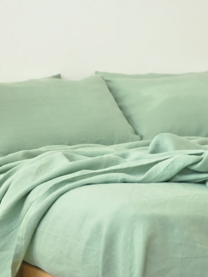 Sage green linen flat sheet / 1 Flat sheet / Softened linen sheet / Stonewashed linen / Green linen bedsheet / Farmhouse decor