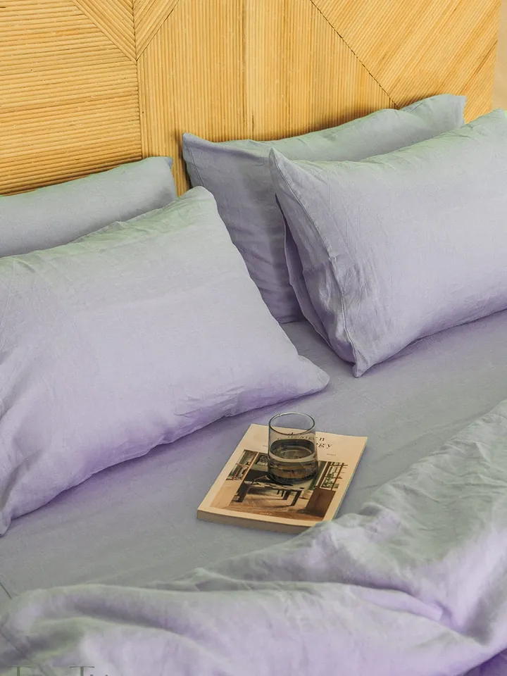 Pastel lavender linen bedding set / 1 Duvet cover + 2 Pillowcases / Softened linen / Comforter cover set / Quilt cover set / Hidden closure