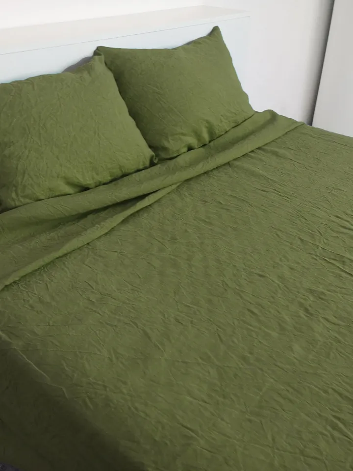 Olive linen flat sheet / 1 Flat sheet / Softened linen sheet / Stonewashed linen / Linen bedsheet / Farmhouse decor