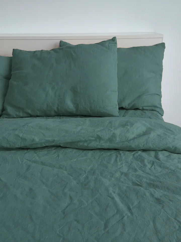 Gray teal linen pillowcase / Linen pillow cover / King, Queen, Standard, Euro, Decorative, Lumbar, Boudoir, Custom size / Envelope closure