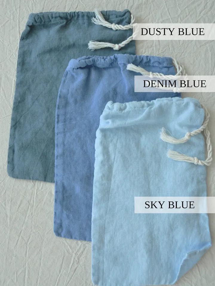 Zero waste linen bag / Bags set / Reusable washable food storage / Eco-friendly organic pocket / Natural bread drawstring bag / Vegan gift