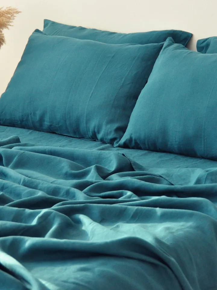 Teal linen flat sheet / 1 Flat sheet / Softened linen sheet / Stonewashed linen / Linen bedsheet / Blue-green linen sheet / Farmhouse decor