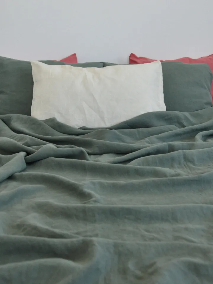 Pine green linen fitted sheet / 1 Fitted sheet / Softened linen sheet / Stonewashed linen / Linen bedsheet / Deep pocket