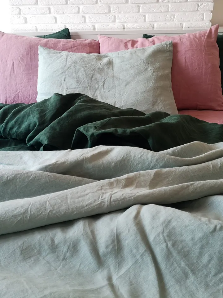 READY TO SHIP / Sea glass single layered linen coverlet / Softened linen / Heavy weight / Custom size bed throw / Blue blanket