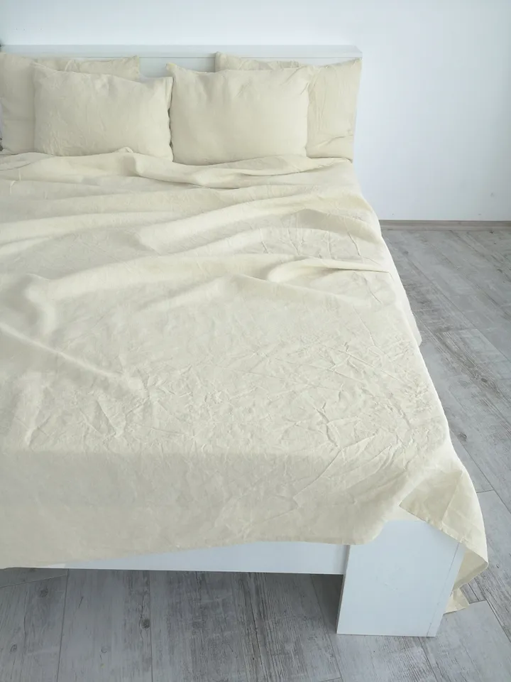 Ivory linen flat sheet / 1 Flat sheet / Softened linen sheet / Stonewashed linen / Linen bedsheet / Farmhouse decor