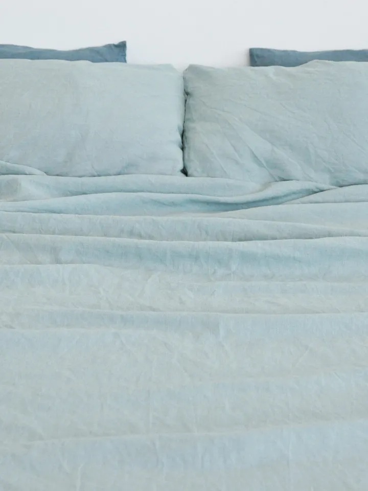 READY TO SHIP / Sea glass linen fitted sheet / 1 Fitted sheet / Softened linen sheet / Stonewashed linen / Linen bedsheet
