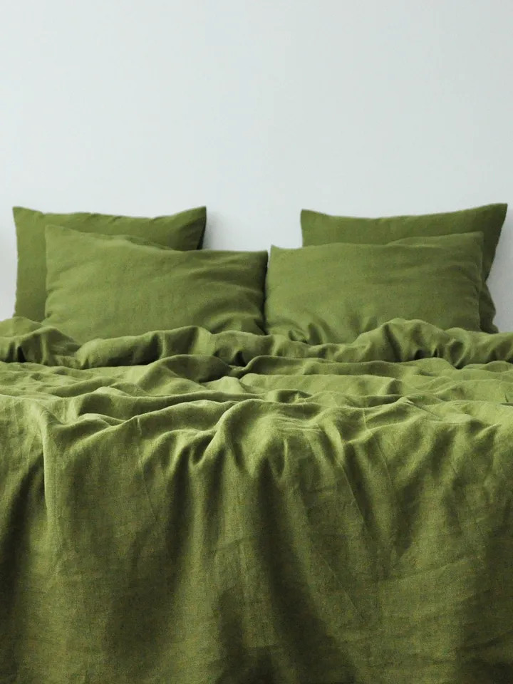Olive linen pillow cover / Softened Linen pillowcase / Standard, Queen, King, Custom size pillow case in Olive / Envelope closure type