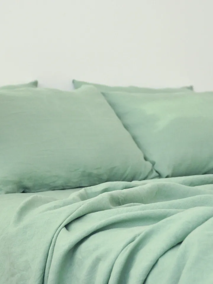 Sage green linen flat sheet / 1 Flat sheet / Softened linen sheet / Stonewashed linen / Green linen bedsheet / Farmhouse decor