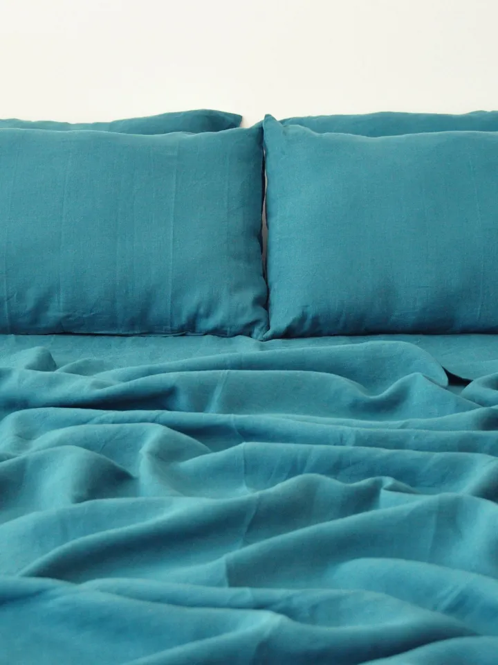 Teal linen flat sheet / 1 Flat sheet / Softened linen sheet / Stonewashed linen / Linen bedsheet / Blue-green linen sheet / Farmhouse decor