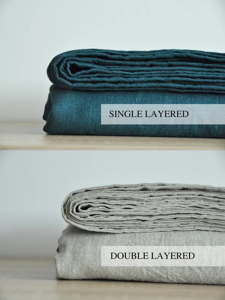 READY TO SHIP / Teal linen double layered coverlet  / Softened linen / Medium weight / Double, Queen, California King, Custom size bed cover