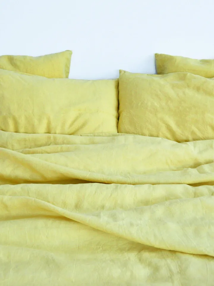 READY TO SHIP / Chartreuse yellow linen pillowcase / Yellow-green pillow cover / Body, King / Envelope closure