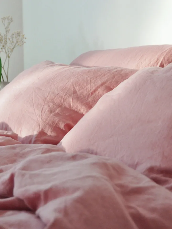 Rose pink linen pillowcase / Pink pillow cover / King, Queen, Standard, Euro, Decorative, Australian, Custom size / Envelope closure