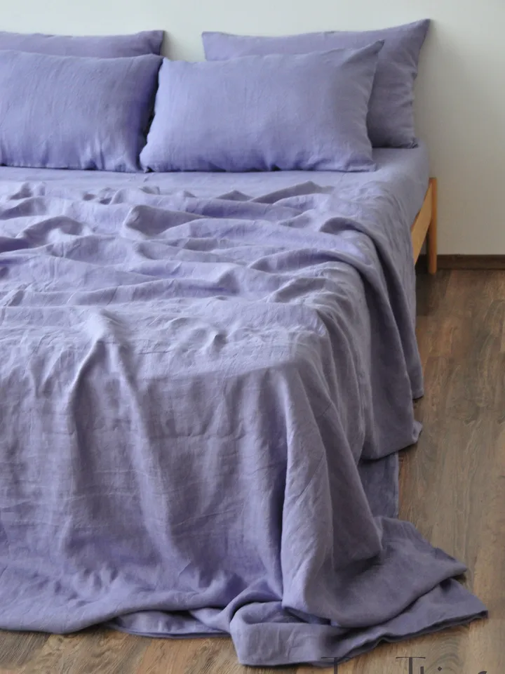 Lavender linen fitted sheet / 1 Fitted sheet / Gray purple Softened linen sheet / Stonewashed linen / Linen bedsheet / Farmhouse decor