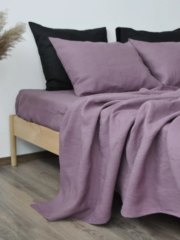 Mauve linen flat sheet / 1 Flat sheet / Softened linen sheet / Stonewashed linen / Linen bedsheet / Farmhouse decor
