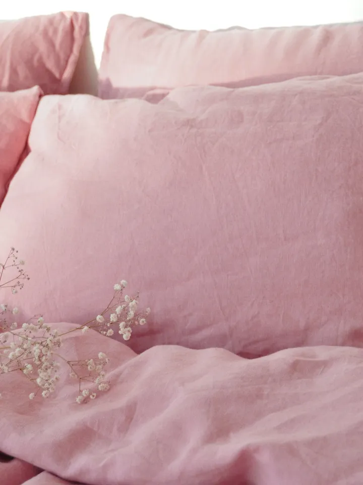 Rose pink linen pillowcase / Pink pillow cover / King, Queen, Standard, Euro, Decorative, Australian, Custom size / Envelope closure