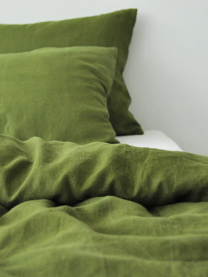 Olive linen pillow cover / Softened Linen pillowcase / Standard, Queen, King, Custom size pillow case in Olive / Envelope closure type