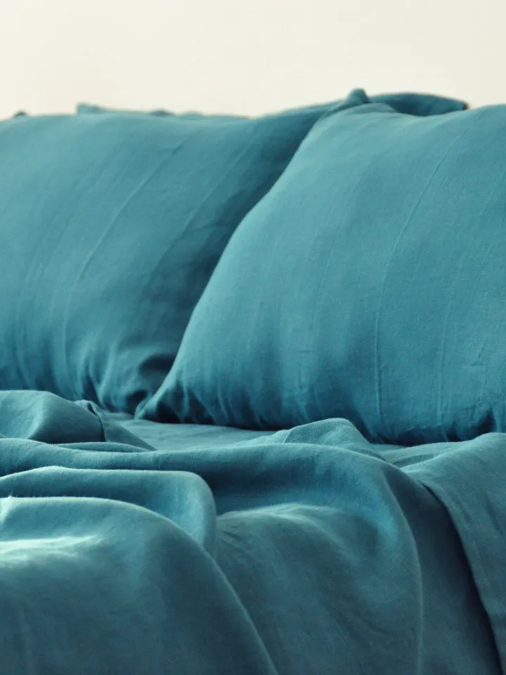 Teal linen flat sheet / 1 Flat sheet / Softened linen sheet / Stonewashed linen / Linen bedsheet / Blue-green linen sheet / Farmhouse decor