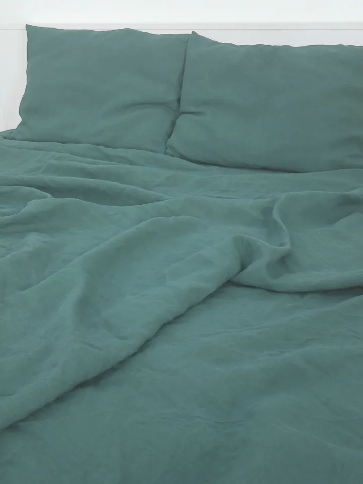 Gray teal linen pillowcase / Linen pillow cover / King, Queen, Standard, Euro, Decorative, Lumbar, Boudoir, Custom size / Envelope closure