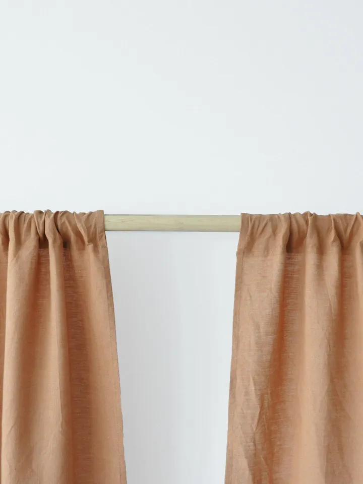 Clay regular and blackout linen curtains / 2 panels / Unlined, Cotton, Blackout lining / Medium weight linen / Custom size