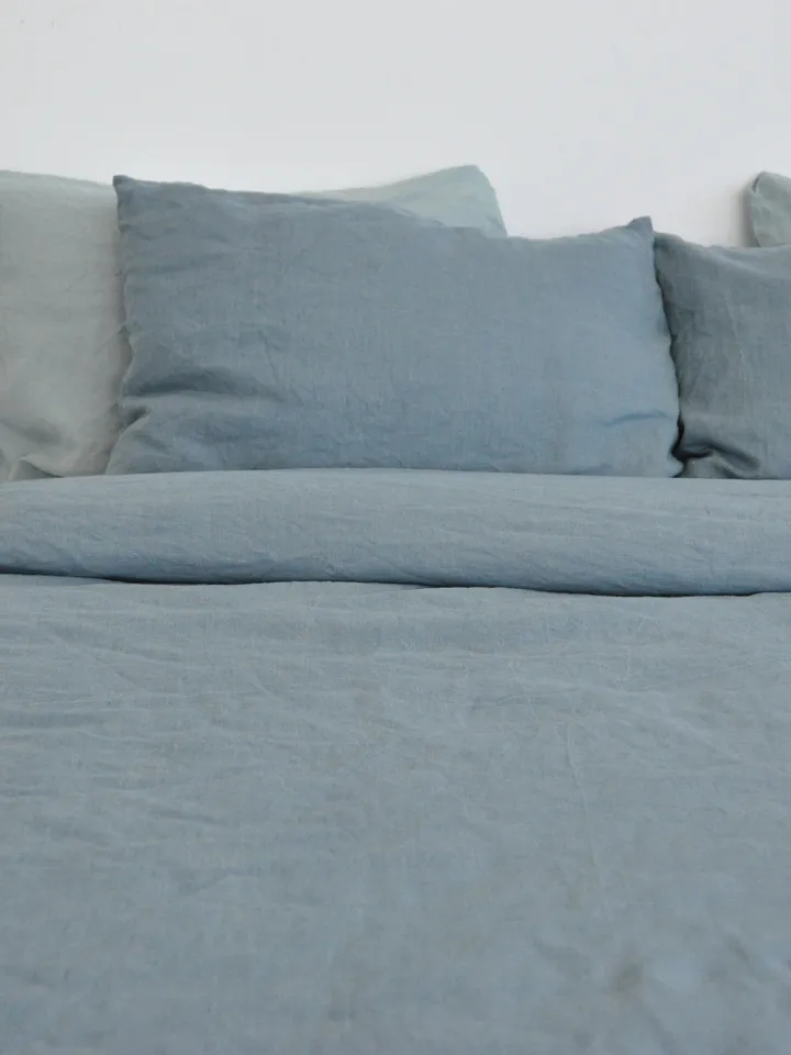 READY TO SHIP / Dusty blue linen duvet cover / Queen/IKEAKing size / Softened linen / Comforter cover / Hidden closure