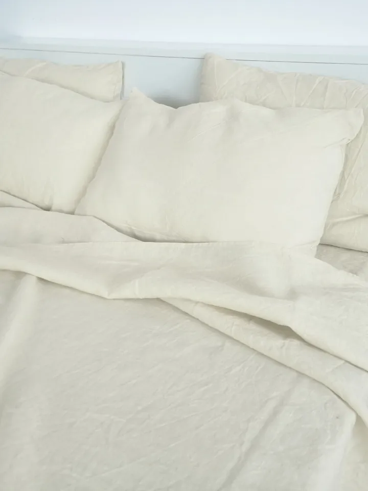 Ivory linen flat sheet / 1 Flat sheet / Softened linen sheet / Stonewashed linen / Linen bedsheet / Farmhouse decor