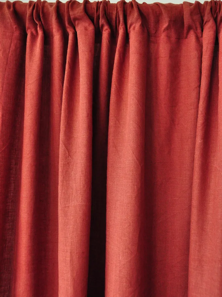 READY TO SHIP / Redwood linen curtains with or without cotton lining / 2 panels / Stonewashed / Medium weight linen /Rod pocket hanging type