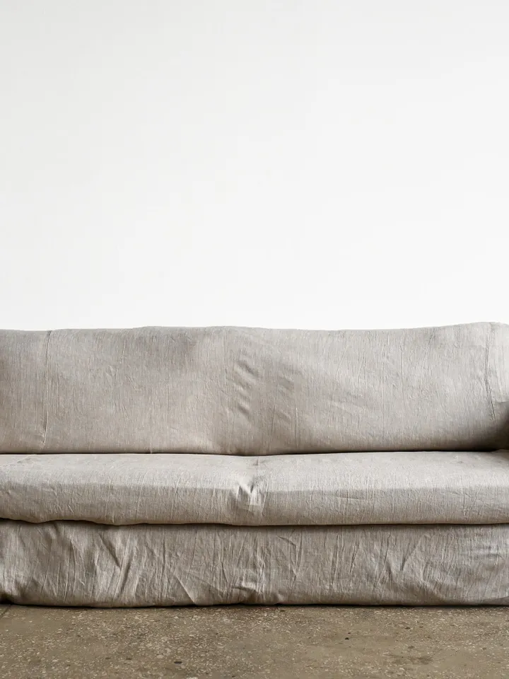 Undyed linen sofa slipcover / Couch throw / Softened linen drop cloth couch cover / Eco-friendly bedspread / Custom size bed cover