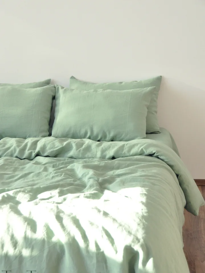 Sage green linen pillowcase / King, Queen, Standard, Euro, Square, Decorative, Toddler, Body, Lumbar, Custom size / Envelope closure