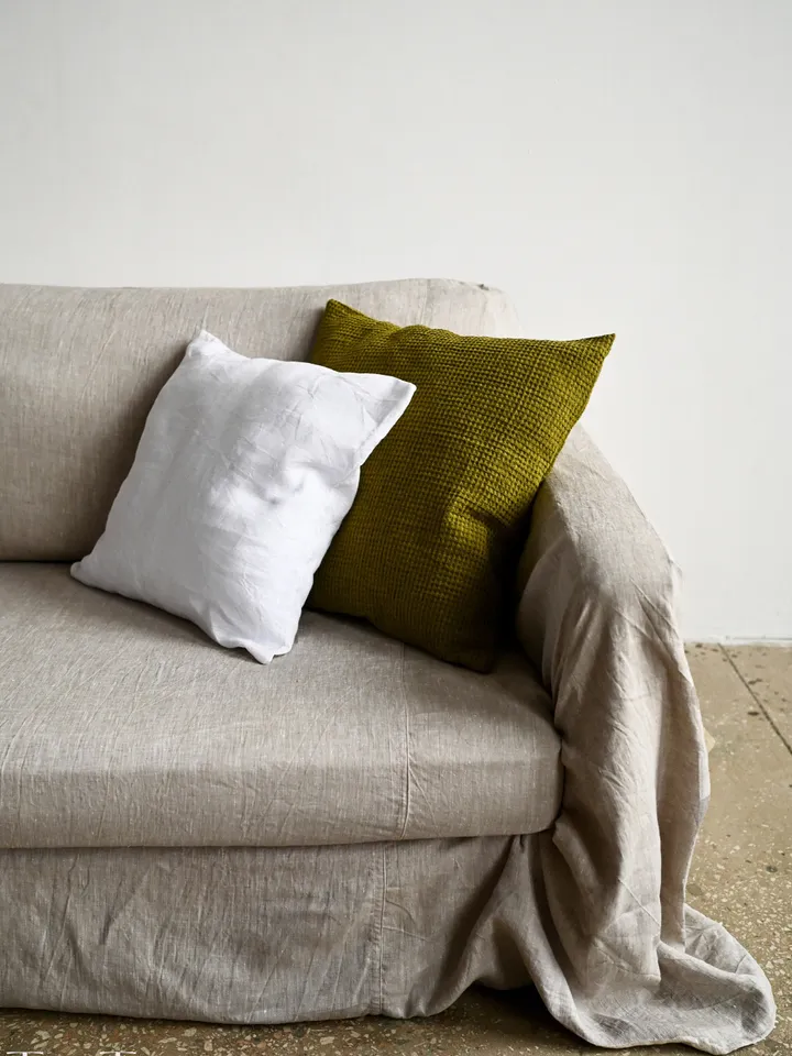 Undyed linen sofa slipcover / Couch throw / Softened linen drop cloth couch cover / Eco-friendly bedspread / Custom size bed cover