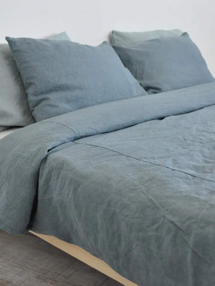 READY TO SHIP / Dusty blue linen duvet cover / Queen/IKEAKing size / Softened linen / Comforter cover / Hidden closure