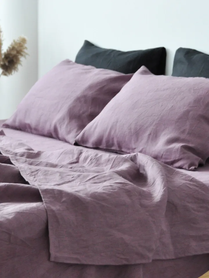 Mauve linen flat sheet / 1 Flat sheet / Softened linen sheet / Stonewashed linen / Linen bedsheet / Farmhouse decor