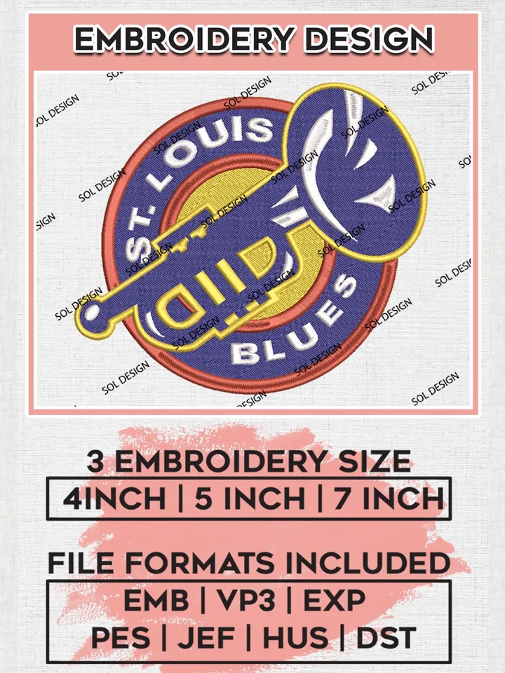 St. Louis Blues Team Logo Embroidery Designs, NHL St. Louis Blues Team Logo Embroidery, NHL Embroidery Designs, NHL Machine Embroidery Designs, Digital Download