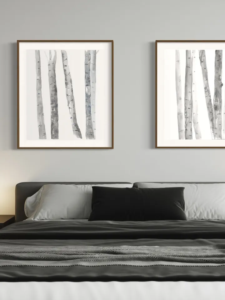 Birch Trees Art Birch Tree Painting Forest Print Set Modern Rustic Decor Black White Print Abstract Birch Tree Birch Wall Decor Tree Poster