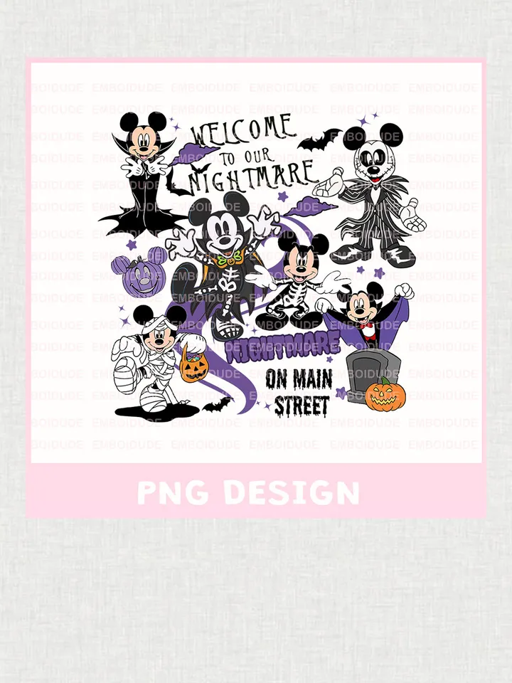 Mickey Nightmare On The Main Street Png Designs, Horror Halloween Sublimation, Spooky Season Clip Art, Pumpkin Design, Digital Download